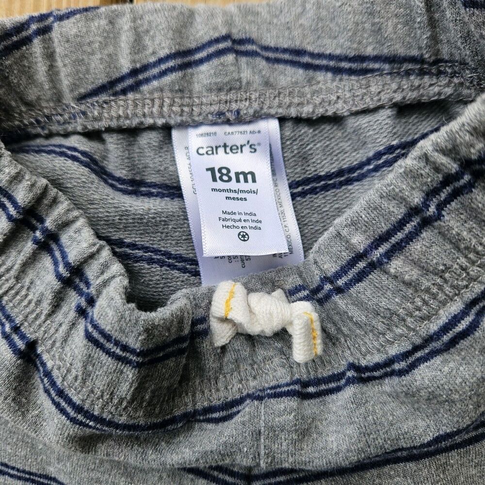 Carter's 2-Piece Color-Block Hooded Bodysuit Striped Pants Set 18M - Picture 9 of 11